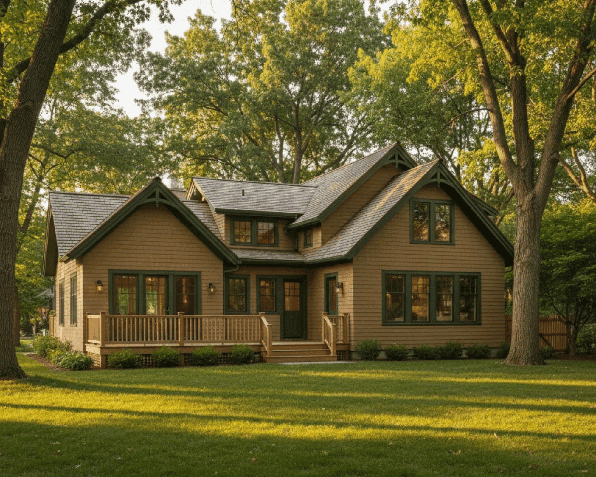 Craftsman-style Michigan home exterior with new addition